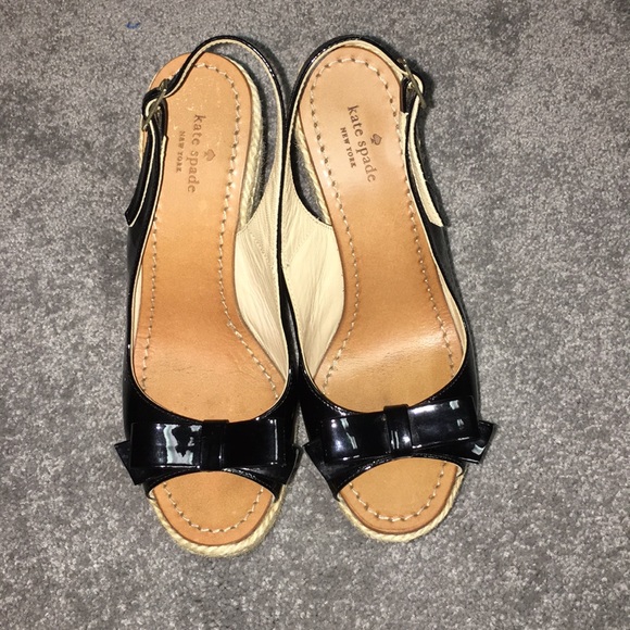 kate spade Shoes - ♠️Kate Spade Patent Leather Jute Wedge Espadrille